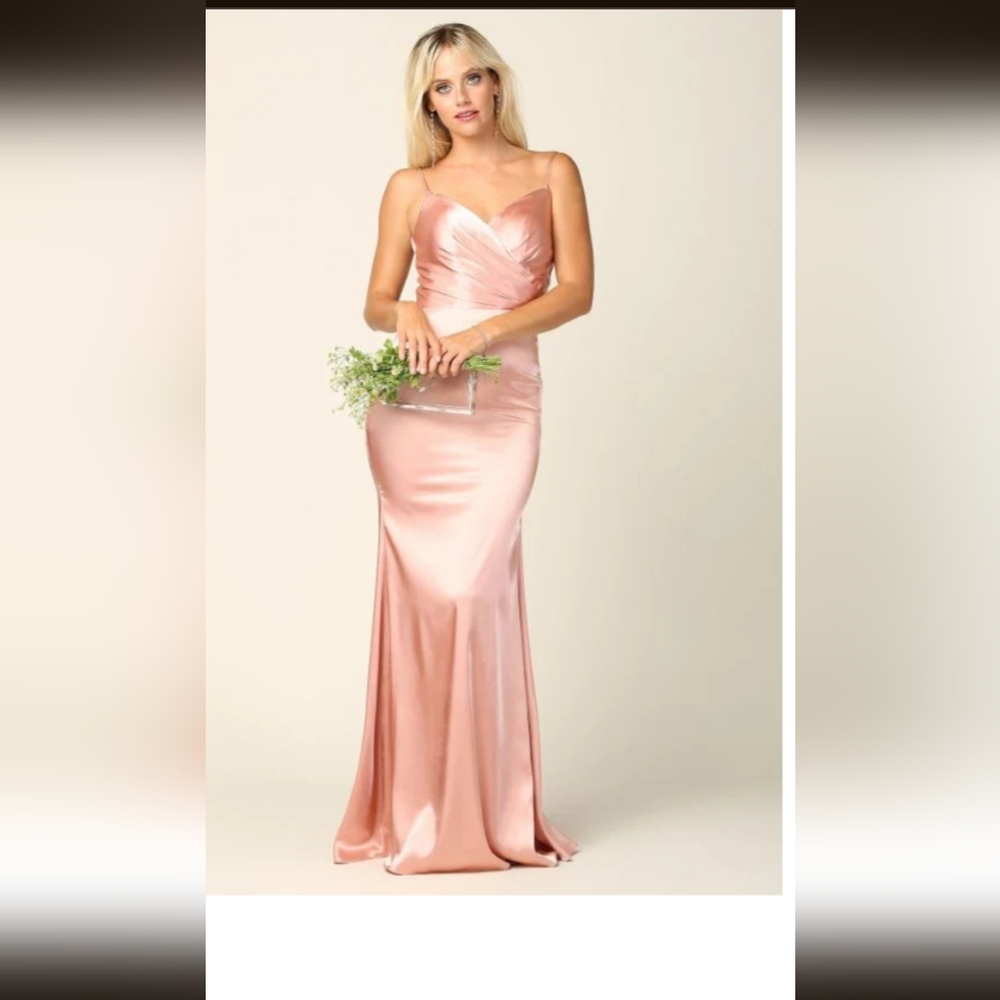 Eva 3409 pink satin bombshell gown